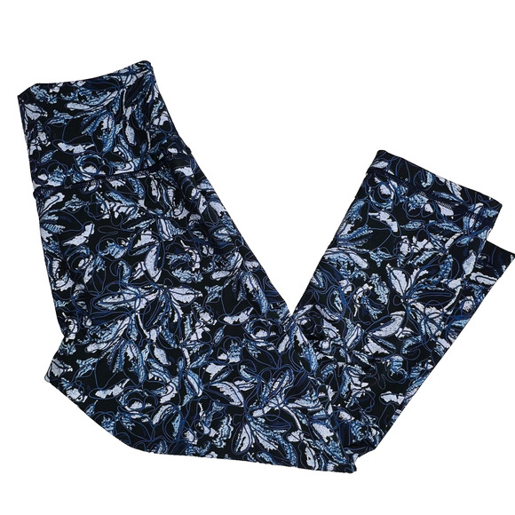 Lululemon Wunder Under High Rise Crop Tights Embellished Multi‎ Blue Size 6 - Picture 1 of 12